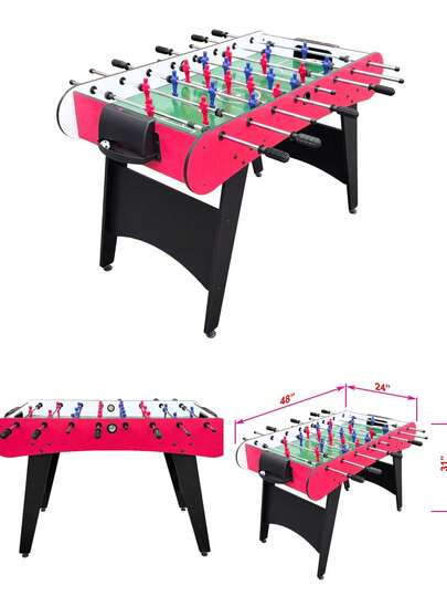 Foosball Table, Universal American-Style Soccer Table With Adjustable Weight, MDF And Steel Constructio