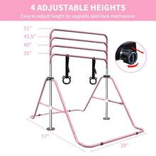 Adjustable Height Horizontal Gymnastic Bar For Children Multiple Sizes Available Steel Cons - Pink + Steel - View 4