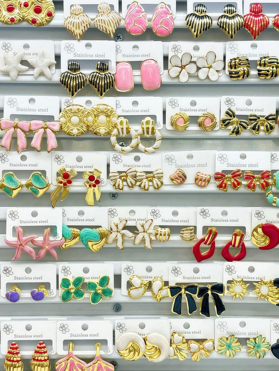 20 Pieces Of Stainless Steel Earrings - Elegant Ocean And Forest Design, With A Wide Variety Of Styles Suitable For Daily Wear, Neutral Style, Making It An Ideal Holiday Gift For Teachers, Family, And Friends! Perfect Small Gift - Multicolor - View 1