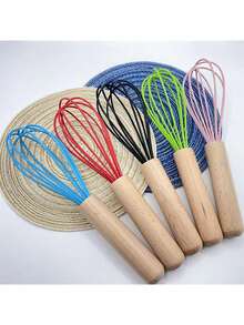 Wooden Handle Silicone Cooking Utensils, Spatula Spoon Tools, Heat Resistant Food Tongs Mixer Accessories, Kitchen Tools - Multicolor - View 6