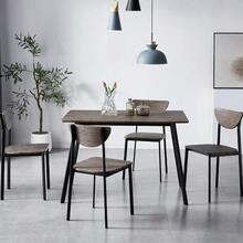Dining Table And Chairs Set Metal Wood Effect Table Dining Set 4 Chairs - Black - View 3