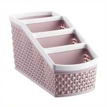 1pc Pink Plastic Storage Rack With 4 Compartments, Designed To Organize Remote Controls And Save Desk Space - Multicolor - View 13