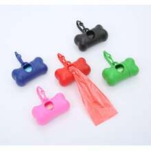 1pc Colorful Bone Shaped Portable Pet Dog Poop Bag Dispenser, Comes With 15 Disposable Bags, Suitable For Outdoor Walking & Training, Random Color Bags - Multicolor - View 9