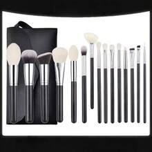 Bộ cọ trang điểm cán gỗ 15 món, lông mềm mại, bao gồm cọ má hồng, cọ phấn mắt, cọ che khuyết điểm, cọ kem nền, cọ phấn phủ, cọ highlight, cọ tạo khối, cọ kẻ mắt, bộ cọ trang điểm hiện đại, cọ phấn mắt, cọ má hồng, dụng cụ làm đẹp hoàn chỉnh, cọ du lịch, cọ phấn phủ, dụng cụ trang điểm, quà tặng Ngày của Mẹ, dụng cụ trang điểm mùa cưới. - Vỏ bọc cọ trang điểm cán gỗ - Xem 1