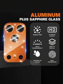 1 pieza Protector de lente de cámara con brillo naranja compatible con iPhone 17 Pro Max/17 Pro. Protector de lente de cámara brillante, protector de lente de cámara de vidrio templado, anti-arañazos, alta definición, ajuste perfecto, a prueba de polvo, fácil instalación, removible sin residuos. Accesorio para teléfono, compatible con funda de teléfono, combina moda y protección. Adecuado como regalo para familiares y amigos. - Naranja - Ver 5