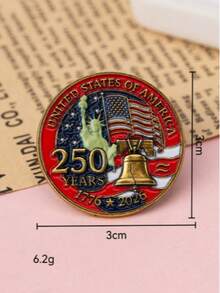 1件套美国建国250周年珐琅胸针，爱国美国自由徽章胸针 - 銀色 - 查看 9