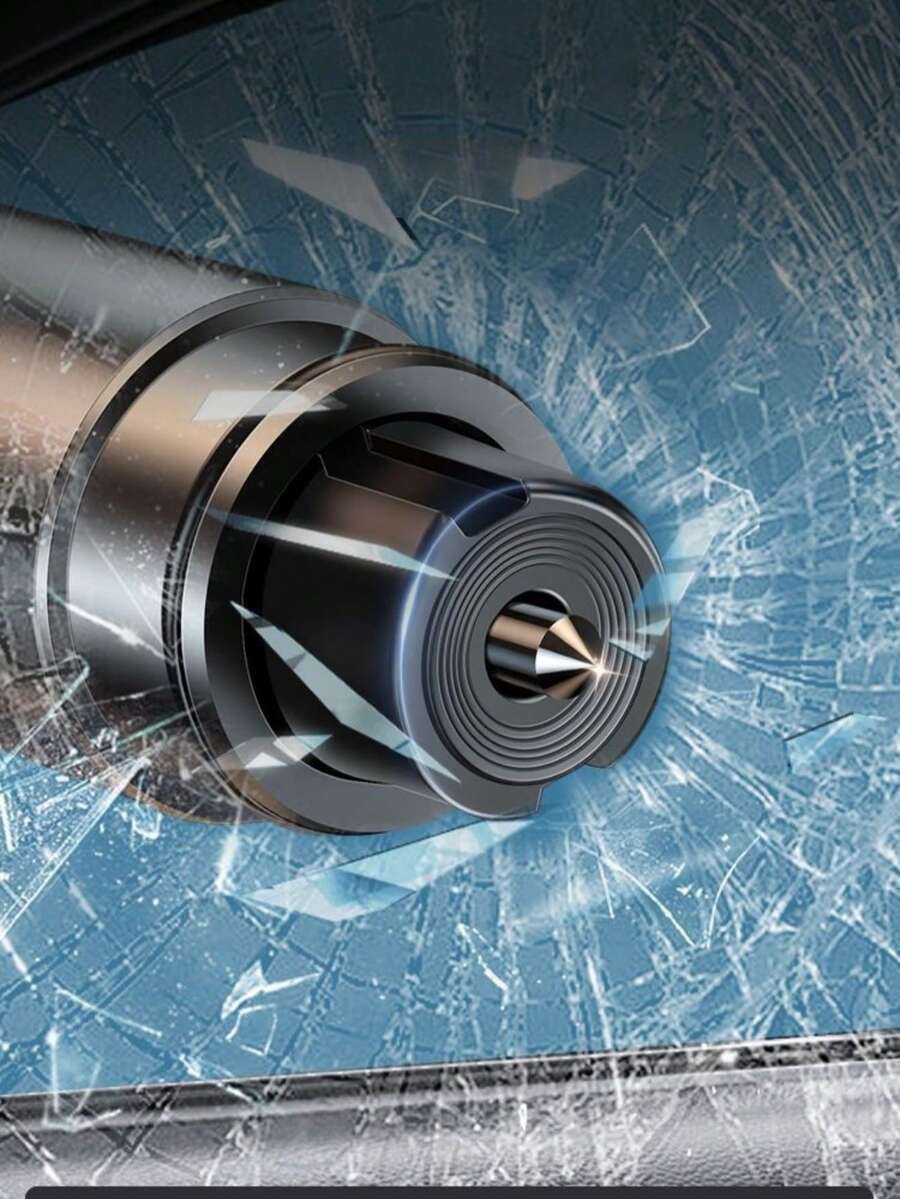 1个带安全带切割器的应急安全锤，便携式汽车车窗破窗器和逃生工具，多功能汽车安全锤