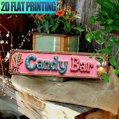 Biển hiệu kẹo 2D phẳng kiểu retro lấp lánh - Trang trí tường bằng kim loại màu hồng, xanh dương, vàng cổ điển với chữ sáng bóng - Kích thước 16" x 4" (40.64 x 10.16 cm) - Thích hợp treo trang trí nhà cửa, văn phòng, quán cà phê - Lắp đặt dễ dàng, không cần điện - Thích hợp cho các dịp lễ và sử dụng quanh năm, biển hiệu 2D phẳng