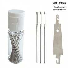 50pcs Cross Stitch Needles Assortment 22/24/26 Sizes, Handcraft Embroidery DIY Tools Needle Threader & Needle Case - Twenty Two# - View 9