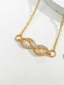1pc Fashionable Double Layer Infinity Symbol Anklet, Summer Minimalist Style Ankle Chain, Suitable For Women's Daily And Beach Vacation Wear (Material Is Iron, Avoid Water Contact, Avoid Pulling Hard) - Golden Infinity Symbol - View 4
