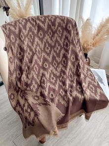 1pc Casual Geometric Pattern Jacquard Gold Thread Scarf, Women Fashion Versatile Air-Conditioned Room Shawl, Spring/Autumn Outerwear Decor, Suitable For Daily Matching And Going Out - Multicolor - View 5