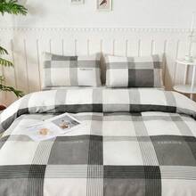 Juego de Ropa de Cama Estampado de Cuadros Clásicos Sabanas , Incluye Sábana Bajera Colcha con Altura de 30cm,   Sábana Encimera y Fundas, Microfibra Hipoalergénica Antiarrugas, Tamaños Individual Matrimonial Queen King - Gris - Ver 9