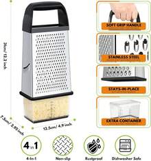 Grater Stainless Steel Graters For Kitchen Cheese Shredder Shredder Kitchen Gadgets Kitchen Tools Kitchen Gifts For Chef Dishwasher  Zester - Black - View 3