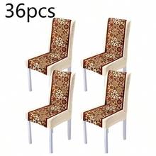 Set Of 1 Piece/2 Pieces/4 Pieces/6 Pieces/8 Pieces/36 Pieces Chair Covers Designed With Retro National Style Geometric Patchwork Vertical Strip Pattern, High Elasticity Fully Wrapped Washable Soft Protective Covers, Adopted 2D Flat Printing Technology, Easy To Install And Clean. Suitable For Indoor Home Decoration, Dining Occasions, Gatherings, Restaurants, Parties And Hotels As Decorative Chair Covers, And They Can Also Be Used As Exquisite Gifts. - Multicolor - View 20