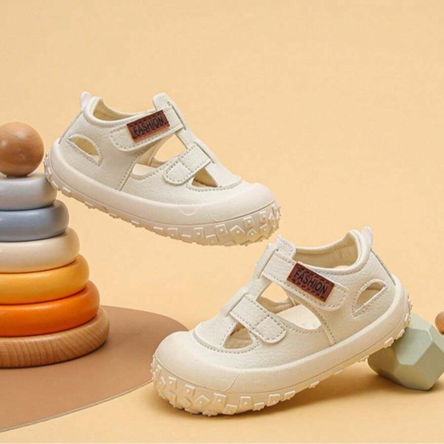 1 đôi dép xăng đan mùa hè kín mũi, thoải mái, chống trơn trượt cho bé trai/bé gái - trắng - Xem 1