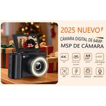 4K Digital Camera With Ring Light, 180° Rotating Screen For Vlogs, Compact Camera For Beginners With SD Card, Christmas Gift - 查看 11
