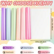 12+1 Pack Pastel Heat Transfer Vinyl - 12 X 10 Inch, Includes 6 Bohemian Color Craft Vinyl Glossy Pastel, Iron-On Vinyl Craft Cutter For DIY Projects, Compatible With Silhouette Cameo - Mixed Color B - View 3
