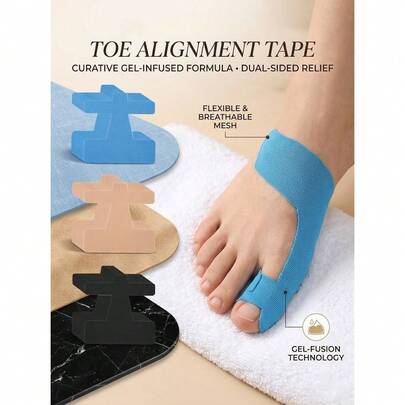 10pcs Elastic Toe Care Tapes, Pre-Cut Sports Functional Tape, Unscented, For Toe Protection And Comfort, Pre-Cut Elastic Toe Protector Tape For Sports, Bunion And Toe Support