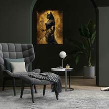 1 Pieza de Arte de Pared de Gato Bastet Egipcio - Impermeable, Diosa de los Gatos del Antiguo Egipto, Impresión en Lienzo 2D Sin Marco para Decoración de Hogar, Oficina, Cafetería - Regalo Estético de Deidad Egipcia Adecuado para Dormitorio, Cocina, Aula - - Enmarcado - Ver 2