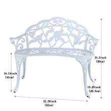 Banco de patio para balcón doble asiento C/G patio casa aluminio fundido antioxidante banco de jardín para patio muebles de exterior color blanco - Blanco - Ver 4