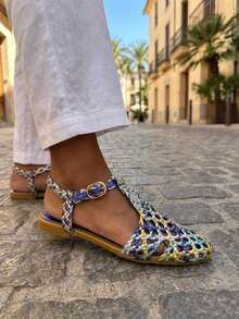 Women's Fashion Flat Sandals - Blue - View 2