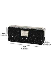 1pc Star Pattern Large Capacity Pencil Case, High Aesthetic Pencil Box, Minimalist Cute Portable Student Stationery Bag, Suitable For Student Daily Learning And Office Stationery Storage,Back To School - Pencil Case - View 4