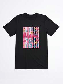 Camiseta Negra con Estampado de Rayas y Flores La Mejor Mama del Mundo para Mujer Casual - Negro - Ver 2