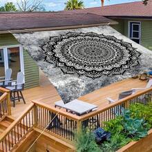 1pc Black & White Minimalist Mandala Bohemian Mandala Print Outdoor Sun Shade Cloth, Camping Canopy, Sun Shade For Garden, Patio, Beach, Camping, Outdoor Adventure, Picnic Mat (Poles Not Included) - Black and White Minimalist Mandala - View 4
