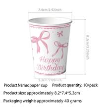 This 51-Piece Bowknot Disposable Tableware Set Includes 10 Dinner Plates, 10 Dessert Plates, 10 Paper Cups, 20 Napkins, 1 Tablecloth, And 1 Extendable Banner. This Convenient Disposable Tableware Is Perfect For Camping, Picnics, Garden BBQs, Weddings, And Birthday Parties. - Multicolor - View 4