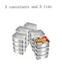 3 PiecesStainless Steel Stackable Food Storage Containers With Transparent Lids - Leak-Proof, Microwave , Freezer , Shatter-Resistant, Multi-Purpose Flip-Top Rectangular Kitchen Storage Boxes. Suitable For Refrigerator And Pantry. Perfect For Storing Meat, Fruit And Vegetables. Ideal For Camping, Snack Storage, Outdoor And Home Use. Stackable Kitchen Storage Containers - Multicolor - View 3