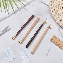 4 Pcs Tambour Hooks Kit With 12 Needles, Embroidery Crochet Hooks Wooden Handle Sequin Beads Needle Set - Multicolor - View 7