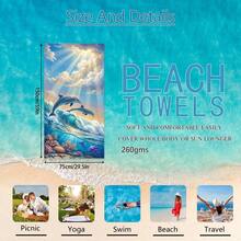 1 pieza Toalla de playa con diseño de delfín de tema oceánico, manta de playa extra grande de microfibra súper suave, toalla de baño súper absorbente, adecuada para viajes, piscina, buceo, surf, yoga, camping, disponible en varios tamaños, accesorios de playa para playa, piscina, viajes, camping, yoga - delfín - Ver 11