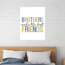Enmarcado  en lienzo  de varios tamaños: Los hermanos son los mejores amigos, 2D plano, perfecto para la decoración de habitaciones. - Enmarcado - Ver 3