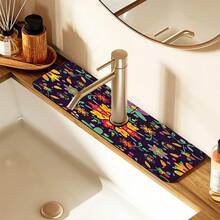1 pieza Cubierta de grifo con estampado floral, de poliéster duradero, de secado rápido, fácil de limpiar, adecuado para cocina y baño, fácil instalación, decoración diaria, regalo, alfombra de baño, alfombrilla de grifo duradera, accesorio de grifo - Multicolor - Ver 6