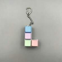 1 pieza Llavero con botón de cubo de macarrón, juguete antiestrés, regalo creativo - Multicolor - Ver 6