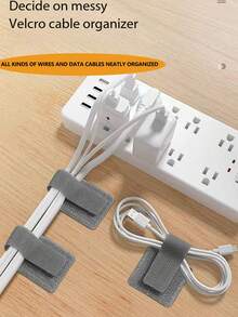 魔术贴理线器，数据线管理夹，桌面扎线带固定器，黑/白/灰 - 彩色 - 查看 3