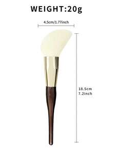 1pc Powder Blush Brush, Angled Design, Soft Texture, Suitable For Powder, Light Makeup Setting, Soft Bristles, Wooden Handle - Multicolor - View 4