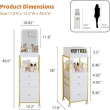 Makeup Cart Organizer With Mirror, Floor Makeup Organizer Large- Make Up Organizers Vanity Cart Cosmetic Display Cases Holder For Skin Care Perfume Nail Polish Brush Hair Tool (Gold) - Gold - View 3