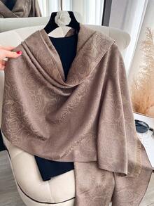1 pieza Elegante bufanda de jacquard floral con hilo dorado, chal de moda versátil para mujeres, adecuado para salas con aire acondicionado, ropa de exterior de primavera/otoño, uso diario - Multicolor - Ver 5