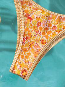 Women's Spring/Summer New Ditsy Ditsy Floral Reversible Padded Bandeau Bikini 2-Piece Set - Multicolor - View 6