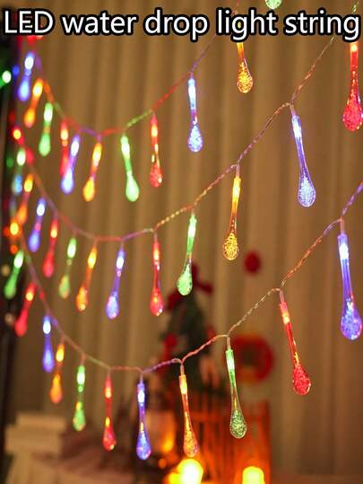 4pcs Dreamlike Bubble Water Drop Solar String Lights, LED Beads, Waterproof, Long-Lasting Power Supply, Adjustable Modes. Suitable For Villa Exterior Wall, Garden Path, Terrace Decor, Holiday Celebration, And Creating Atmosphere For Exhibition Booths