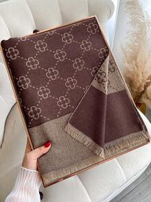 1 chiếc khăn choàng cổ họa tiết cỏ ba lá thanh lịch, chất liệu jacquard, chỉ vàng, đa năng dùng trong phòng điều hòa, áo khoác ngoài mùa xuân/thu, phụ kiện thời trang phù hợp cho mặc hàng ngày, đồ dùng cần thiết khi đi du lịch, khăn tắm biển. - Nhiều màu - Xem 4