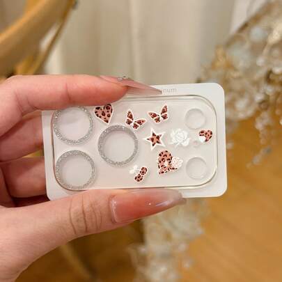 Heart Butterfly Rose DIY Stickers + Scratch-Resistant And Drop-Resistant Lens Protector, Compatible With Iphone 17 Pro Max/17 Pro. High-Quality Material, Top Quality, Fashionable Phone Lens Protector, Phone Accessories