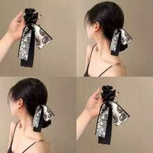 1 chiếc dây buộc tóc satin kiểu scrunchie cho nữ, dây buộc tóc đuôi ngựa thấp kiểu nơ thanh lịch. - Nhiều màu - Xem 2