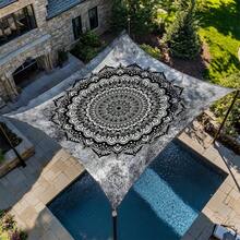 1pc Black & White Minimalist Mandala Bohemian Mandala Print Outdoor Sun Shade Cloth, Camping Canopy, Sun Shade For Garden, Patio, Beach, Camping, Outdoor Adventure, Picnic Mat (Poles Not Included) - Black and White Minimalist Mandala - View 10