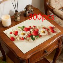 1/2/4/6/8/300pcs Strawberry Theme Placemat Set. Made Of 100% Polyester, Size 12 Inches * 18 Inches/30cm * 45cm. Machine Washable Polyester Placemats, Heat-Resistant, Stain-Resistant, Waterproof, And Easy To Clean. Suitable For Spring Home Decor, Household Essentials, Kitchen Supplies, And Family Gatherings. - Multicolor - View 24