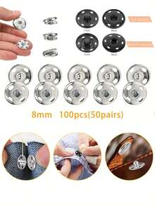 50 chiếc khuy bấm may 10mm, khuy bấm kim loại, thích hợp cho vest, áo khoác, quần jean, áo sơ mi, tự làm đồ thủ công, túi xách, ví, phụ kiện may vá, đồ thủ công mỹ nghệ, túi xách, quần áo. - đen - Xem 18