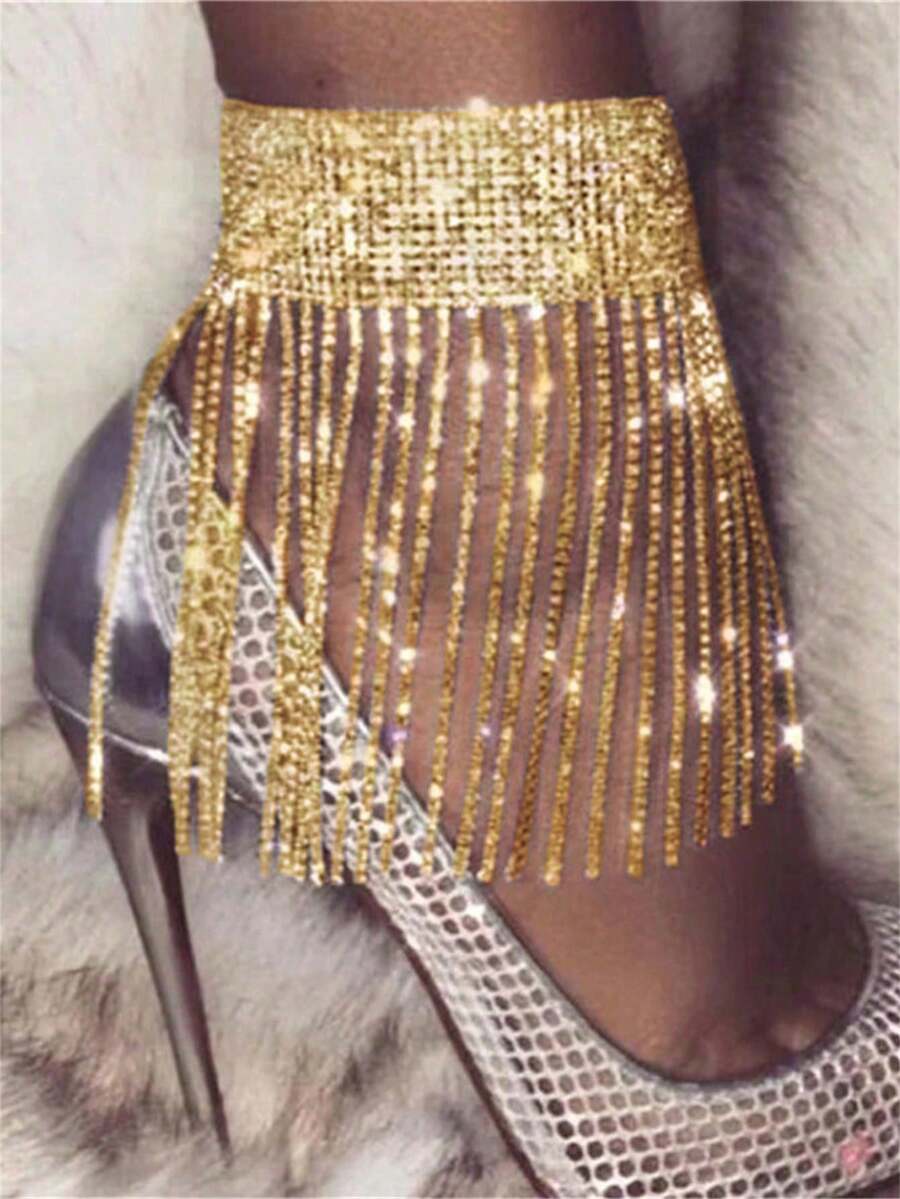 1pc Sexy Crystal Leg Chain, Suitable For Evening Gown