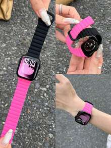 1件通用矽膠磁吸錶帶，相容 42mm、38mm、40mm、41mm、44mm、45mm、46mm、49mm，時尚智慧手錶替換錶帶，適用於 Ultra2、Ultra SE2、SE 11、10、9、8、7、6、5、4、3、2、1 系列，可作為學生返校禮物 - 彩色 - 查看 4