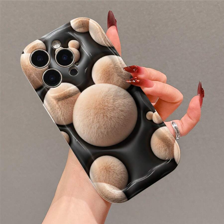 Disney Official Mickey Mouse Cartoon Phone Case, Dark Black Irregular Wavy Curved Edge Soft Protective Cover, Fluffy Plush Mickey Ear Round Dot All-Over Decorative Pattern Anti-Drop Anti-Scratch Phone Shell For IPhone 17, 16, 15, 14, 13, 12, And 11 Pro Models. A Fun Gift For Family, Friends, Birthdays, Holidays, And Special Occasions. - 白色 - 查看 1